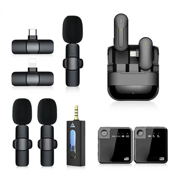 Портативный мини-микрофон для записи аудио и видео для iPhone Android, игровая телефонная трансляция в прямом эфире, беспроводной петличный микрофон 2.4 g