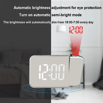 Светодиодный цифровой умный будильник, настольные Электронные настольные часы, часы пробуждения с проектором времени на 180 °, температура повтора