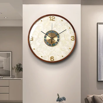 Скандинавские бесшумные настенные часы Современная гостиная, эстетичные роскошные настенные часы с деревянными стрелками, Стильный Современный декор стен WK50WC