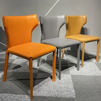 Скандинавские роскошные стулья Для столовой, спальни с косметическим столиком, Кожаные стулья для гостиной, Удобные туалетные шезлонги FurnitureLJYXP