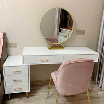Скандинавский туалетный столик, стул для макияжа, современные комоды для спальни, выдвижной ящик, туалетное зеркало с подсветкой и настольный набор, мебель для спальни CN
