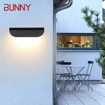 Современные настенные светильники BUNNY в простом черном стиле, водонепроницаемые светодиодные бра IP65 для наружных и внутренних балконных лестниц