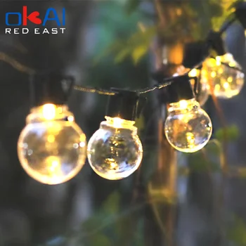 Солнечные светильники Светодиодные гирлянды лампочек Edison G50 в качестве пейзажных рождественских декоративных светильников для праздничного освещения сада на открытом воздухе.