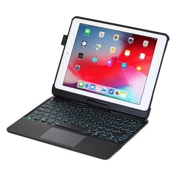 Съемный корпус с клавиатурой для планшета, вращающийся на 360 °, красочный эффект подсветки, совместимый с iPad 10.2/iPad Air3/iPad Pro 10.5