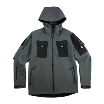 Тактическая куртка Soft Shell для мужчин, для спорта на открытом воздухе, теплые ветрозащитные Износостойкие тренировочные военные куртки с капюшоном с несколькими карманами, мужские