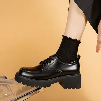 Форменная обувь, маленькие кожаные туфли для британских девушек, японские туфли Мэри Джейн в стиле дикого ретро в стиле Лолиты на платформе и низком каблуке 2023