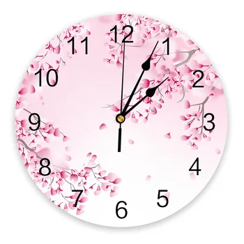 Японский стиль Текстура Сакуры Настенные часы Современный дизайн Украшение гостиной Кухни Бесшумные Часы Домашний декор